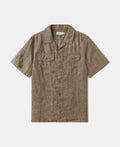 Yarn-dyed Linen Camp-Collar Shirt - Coffee