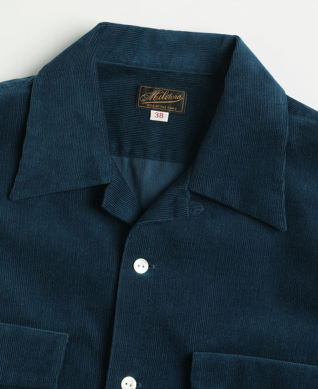 Corduroy Open Collar Shirt - Indigo