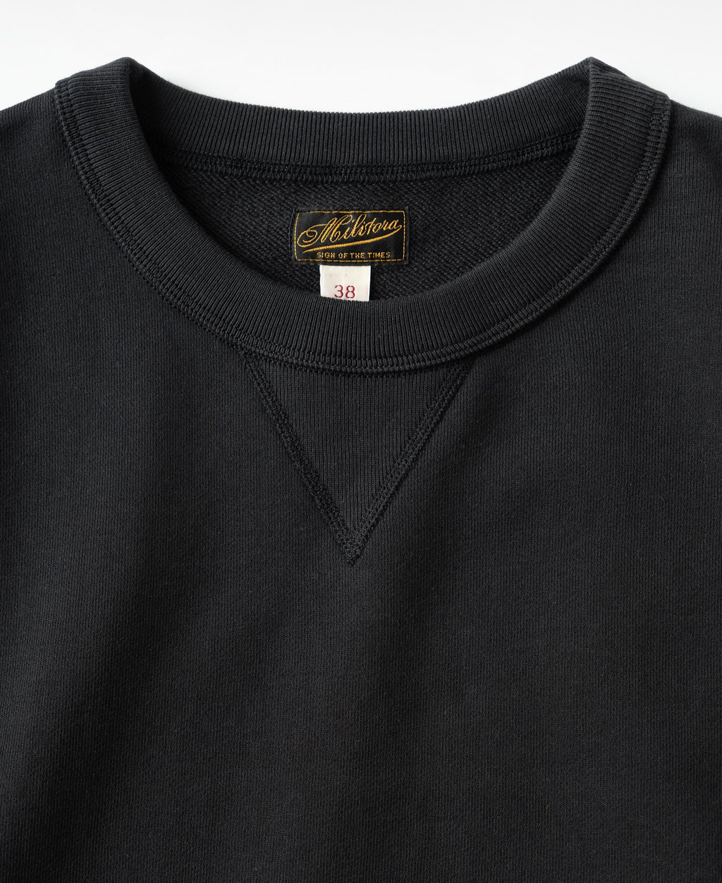 1940s Plain Set-in Crewneck Sweatshirt - Black