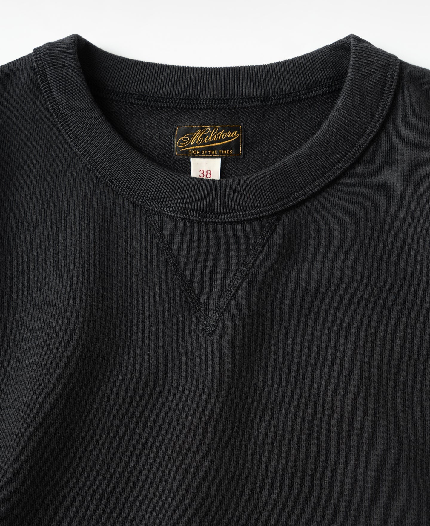1940s Plain Set-in Crewneck Sweatshirt - Black