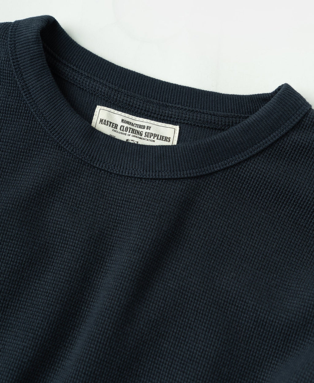 Cotton Blend Waffle Long Sleeve T-Shirt - Navy