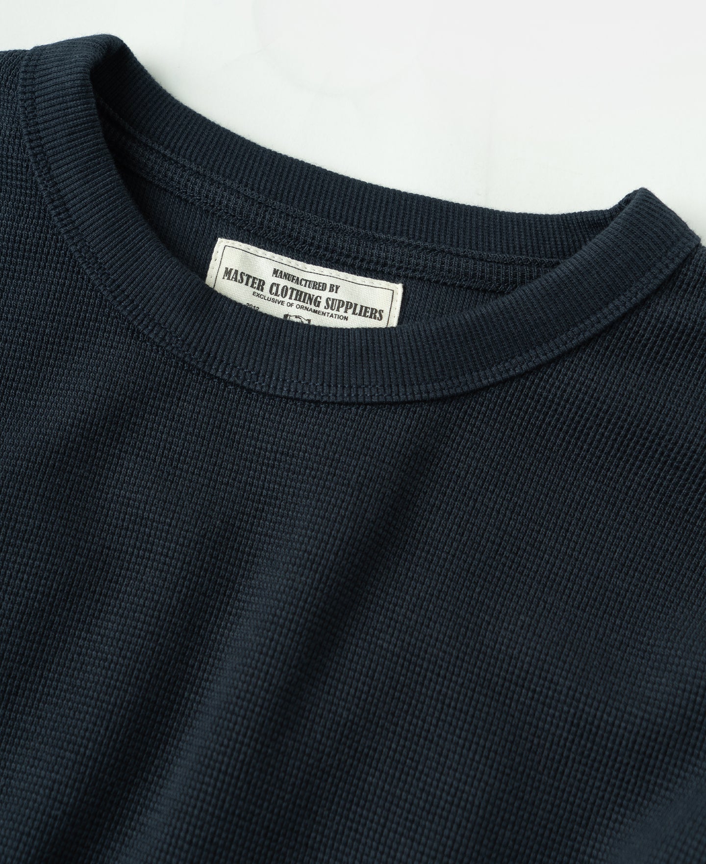 Cotton Blend Waffle Long Sleeve T-Shirt - Navy