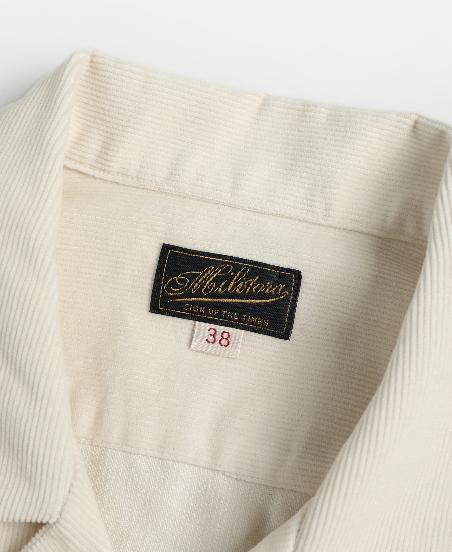 Corduroy Open Collar Shirt - Cream