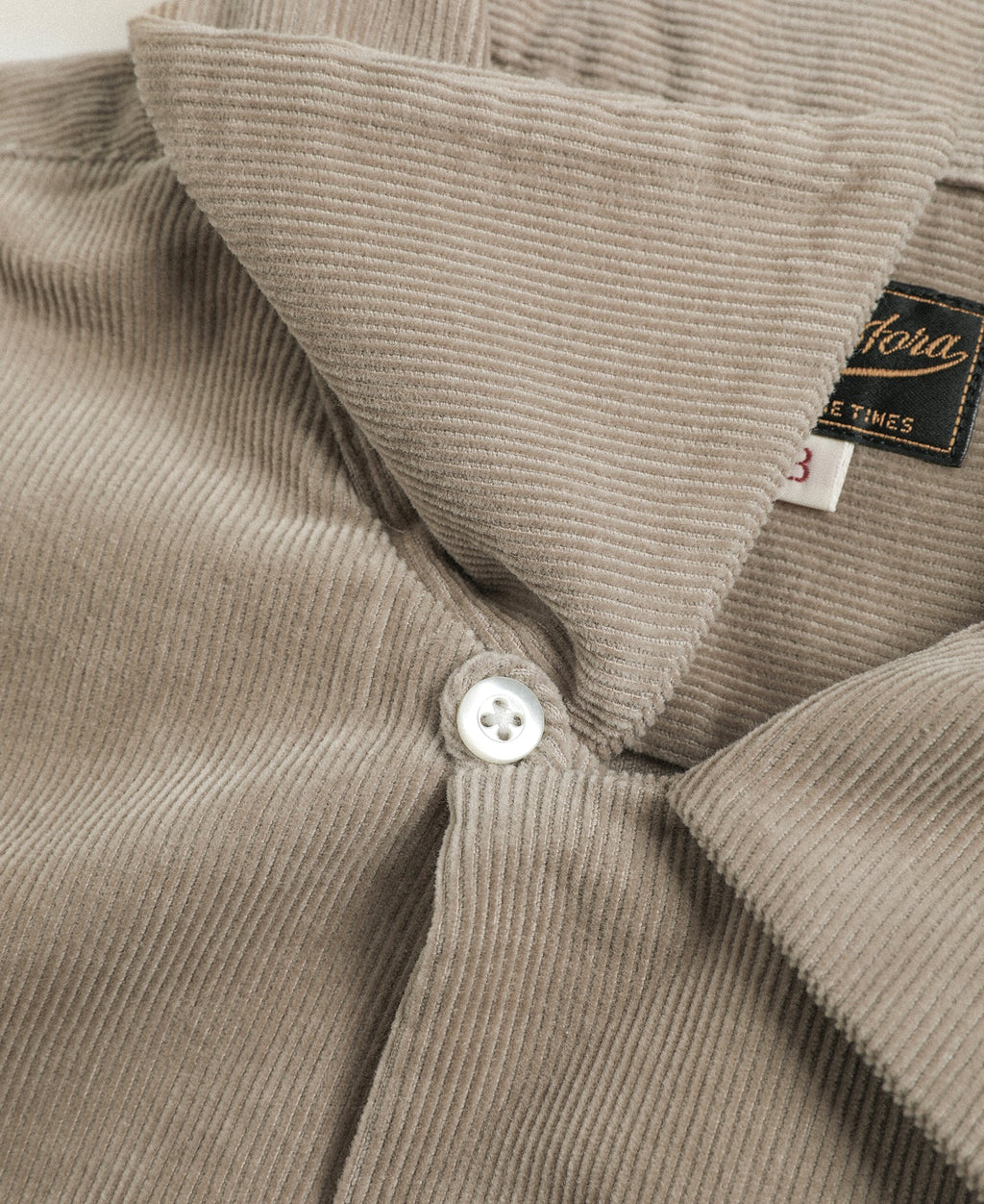 Corduroy Open Collar Shirt - Khaki