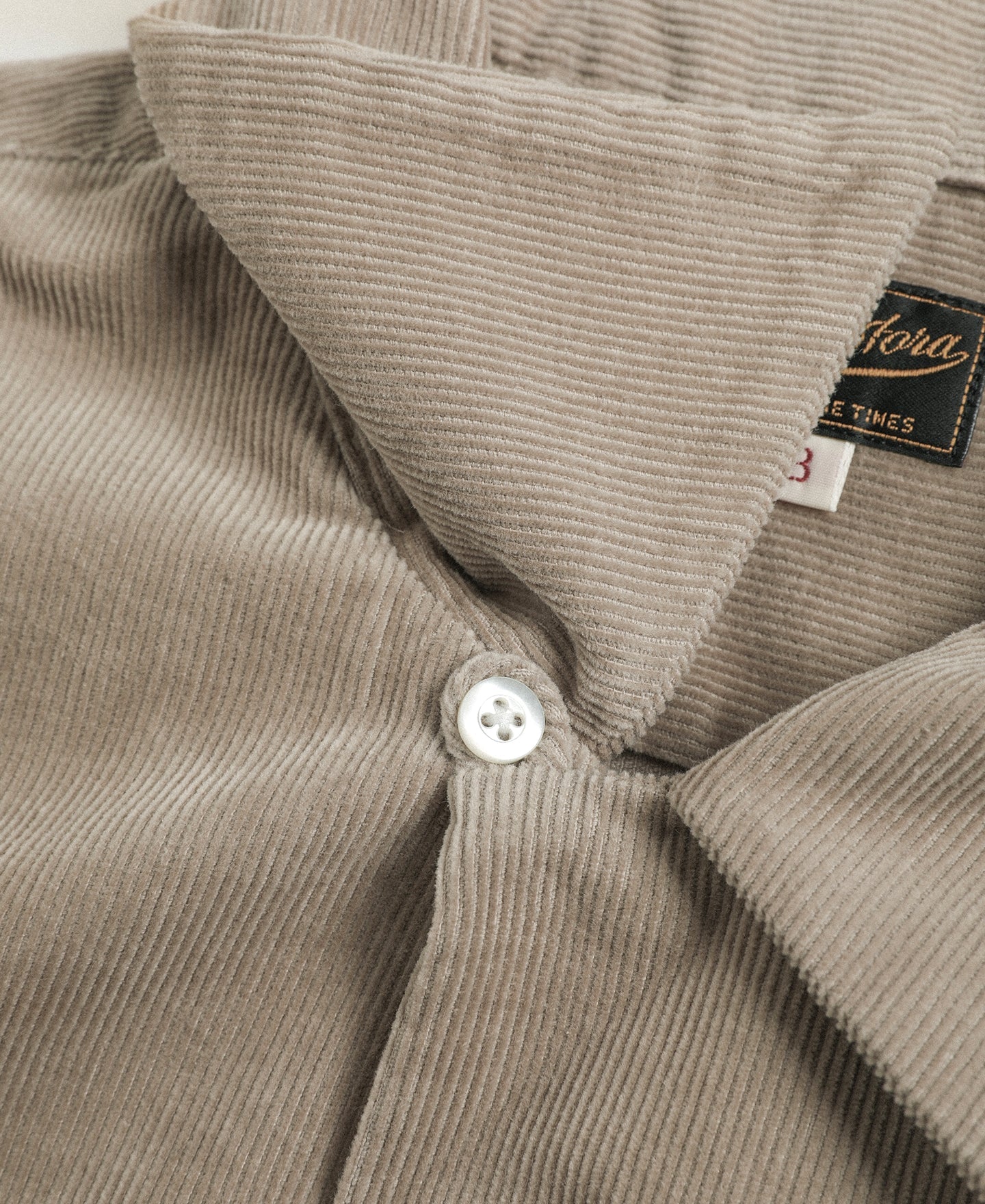 Corduroy Open Collar Shirt - Khaki