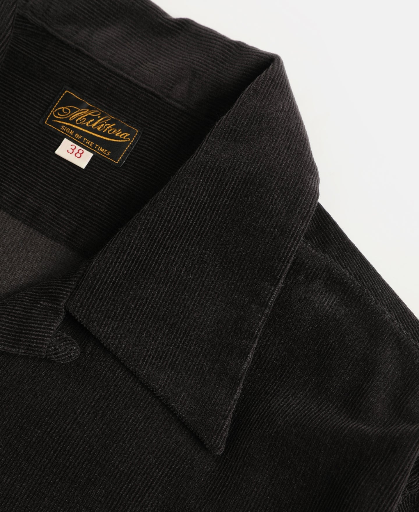 Corduroy Open Collar Shirt - Black
