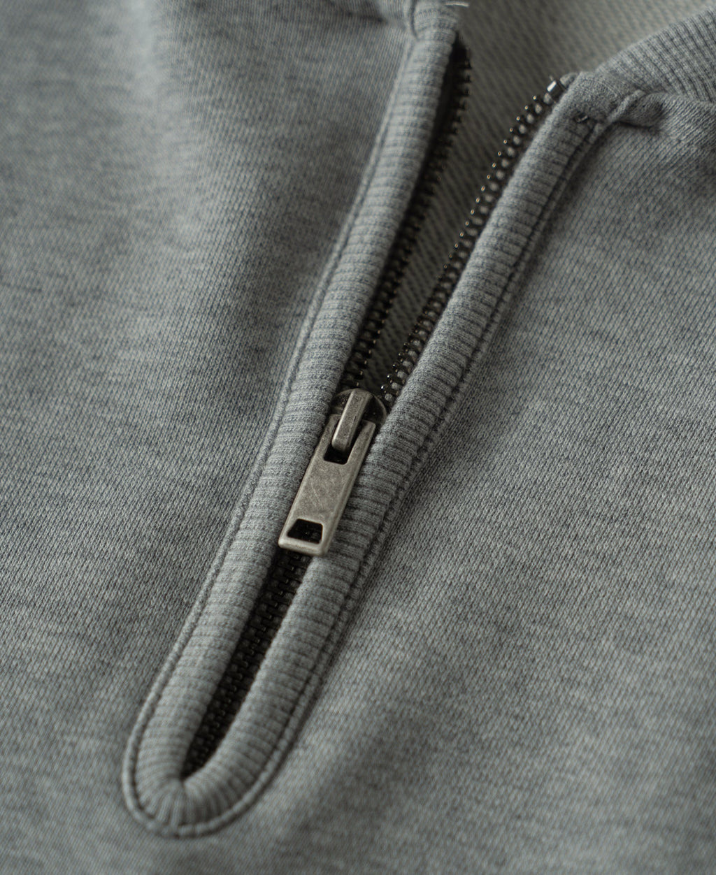 Vintage Baseball Collar Quarter-Zip Sweatshirt - Gray