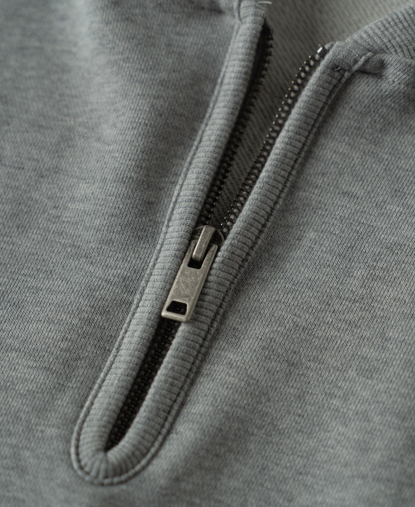 Vintage Baseball Collar Quarter-Zip Sweatshirt - Gray