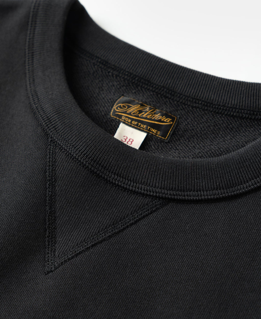 1940s Plain Set-in Crewneck Sweatshirt - Black