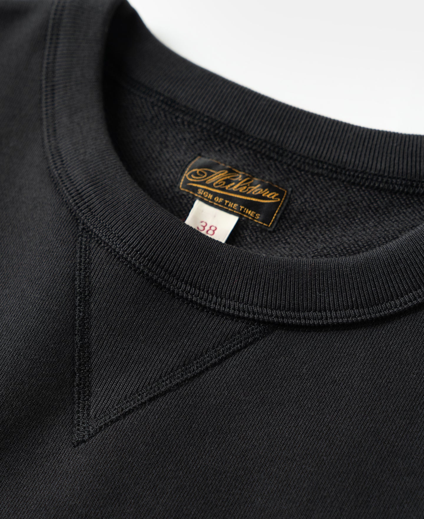 1940s Plain Set-in Crewneck Sweatshirt - Black