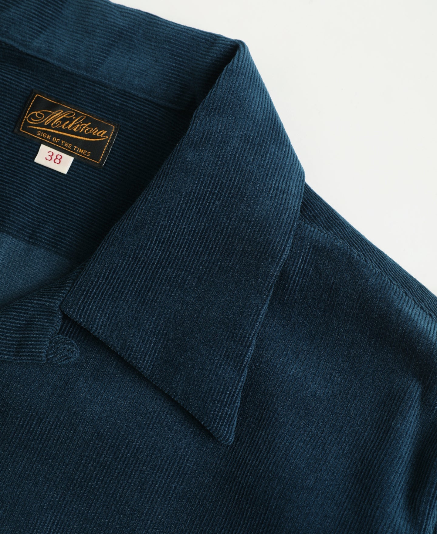 Corduroy Open Collar Shirt - Indigo