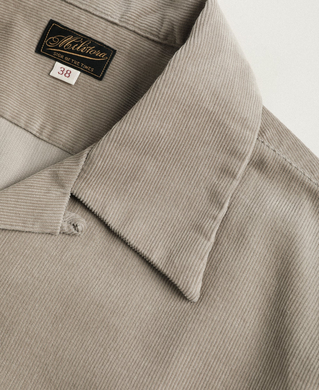 Corduroy Open Collar Shirt - Khaki