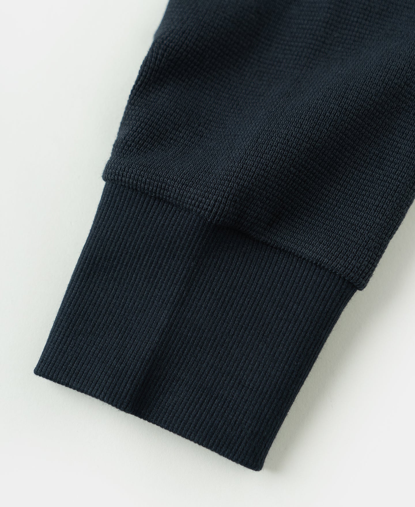 Cotton Blend Waffle Long Sleeve T-Shirt - Navy