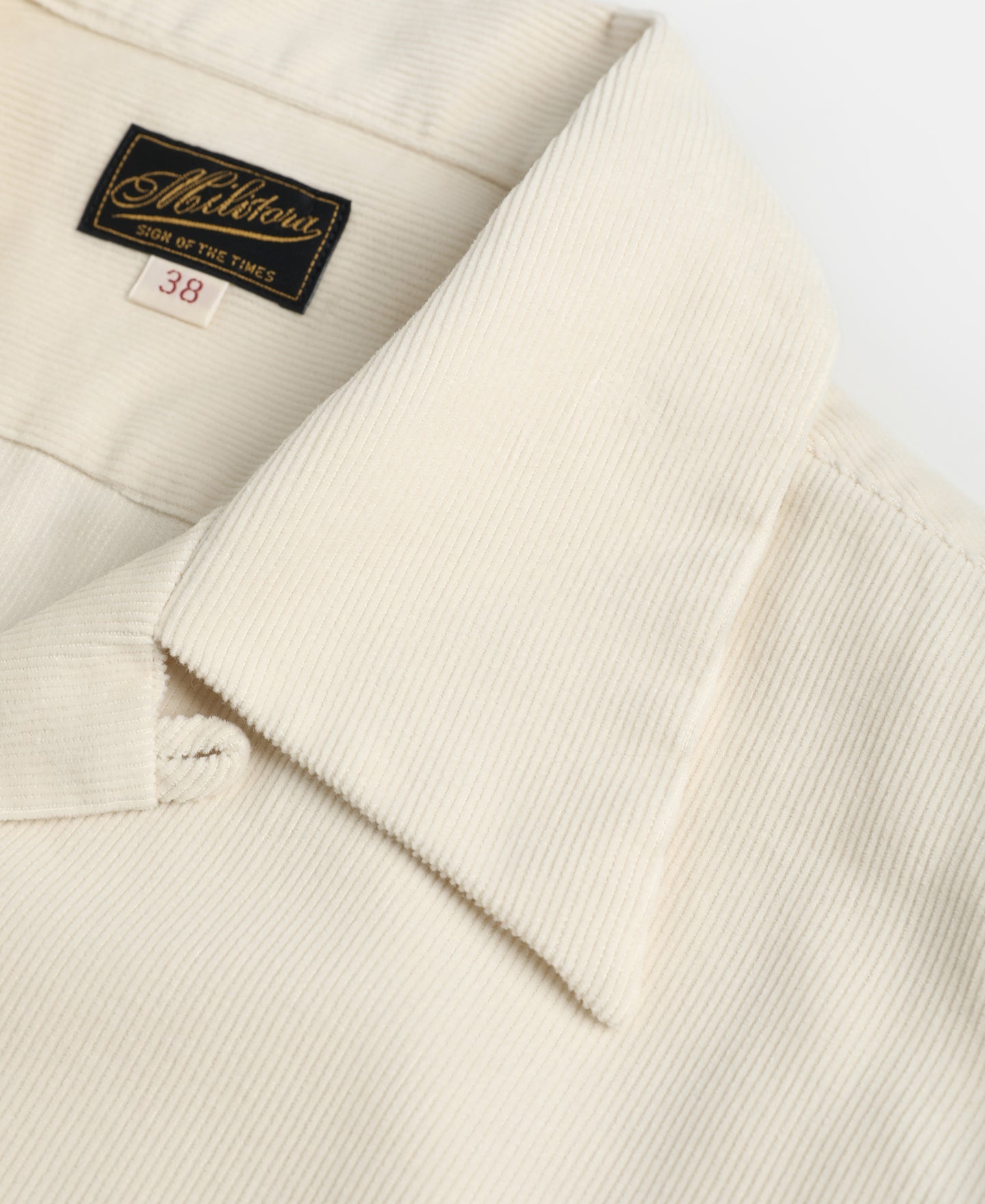 Corduroy Open Collar Shirt - Cream