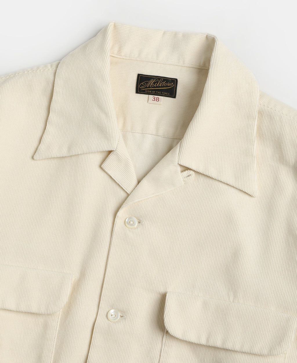 Corduroy Open Collar Shirt - Cream
