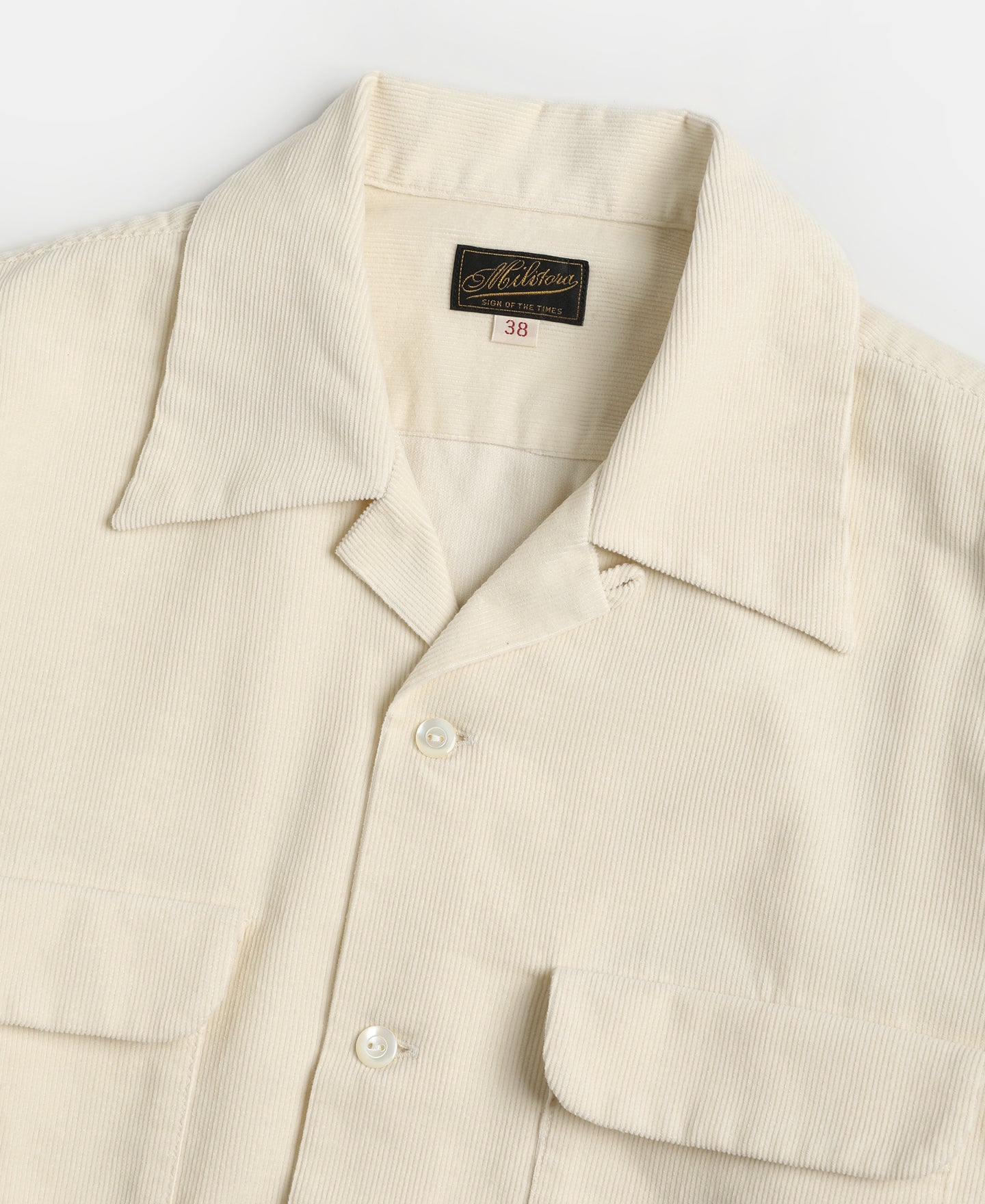 Corduroy Open Collar Shirt - Cream