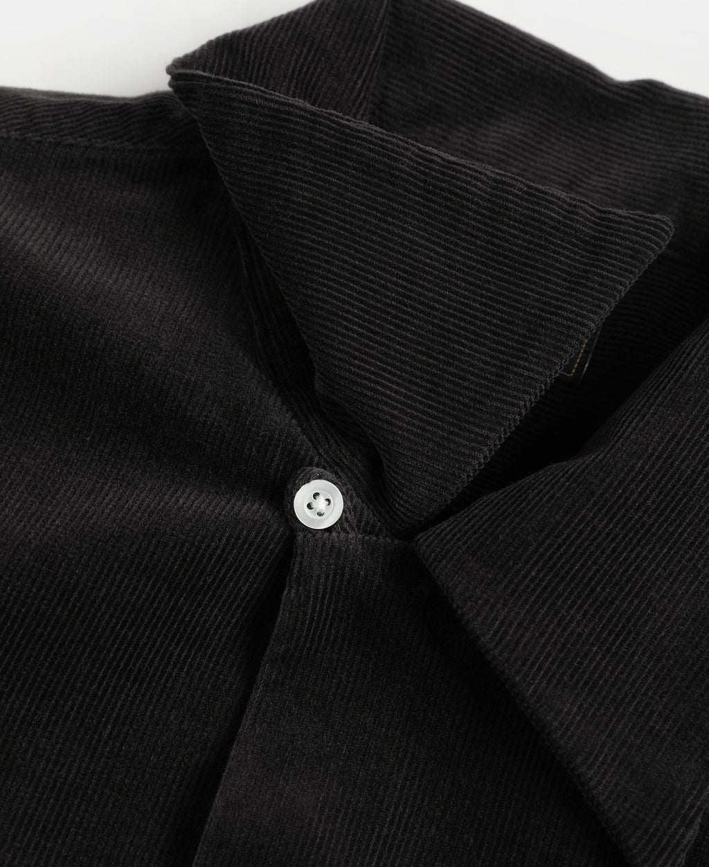 Corduroy Open Collar Shirt - Black