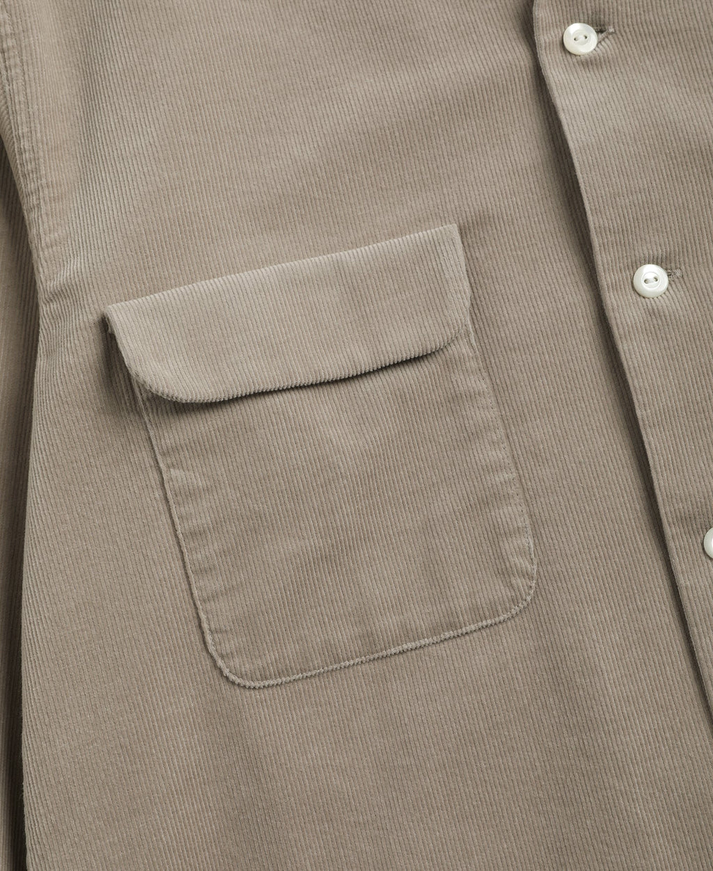 Corduroy Open Collar Shirt - Khaki