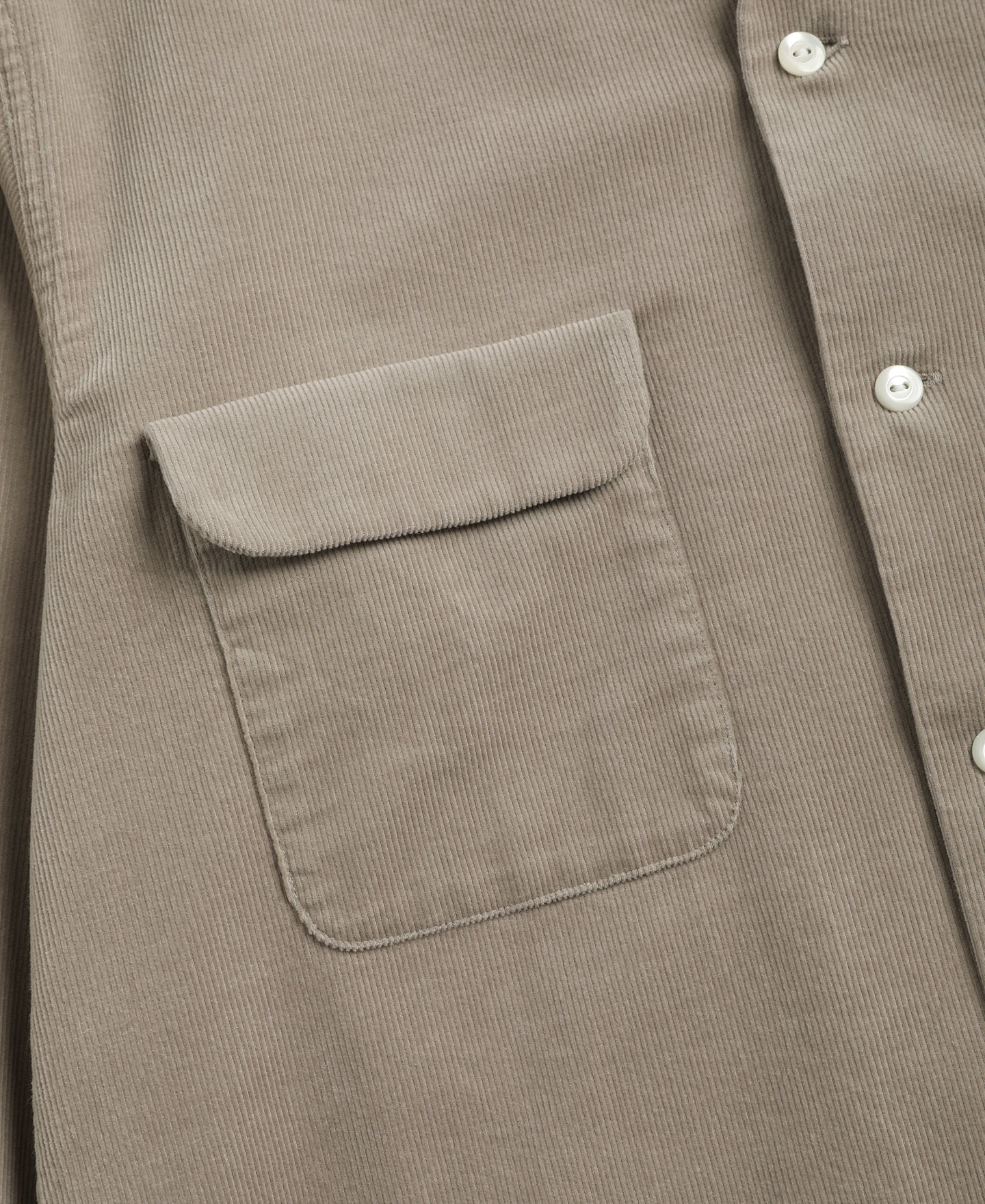 Corduroy Open Collar Shirt - Khaki