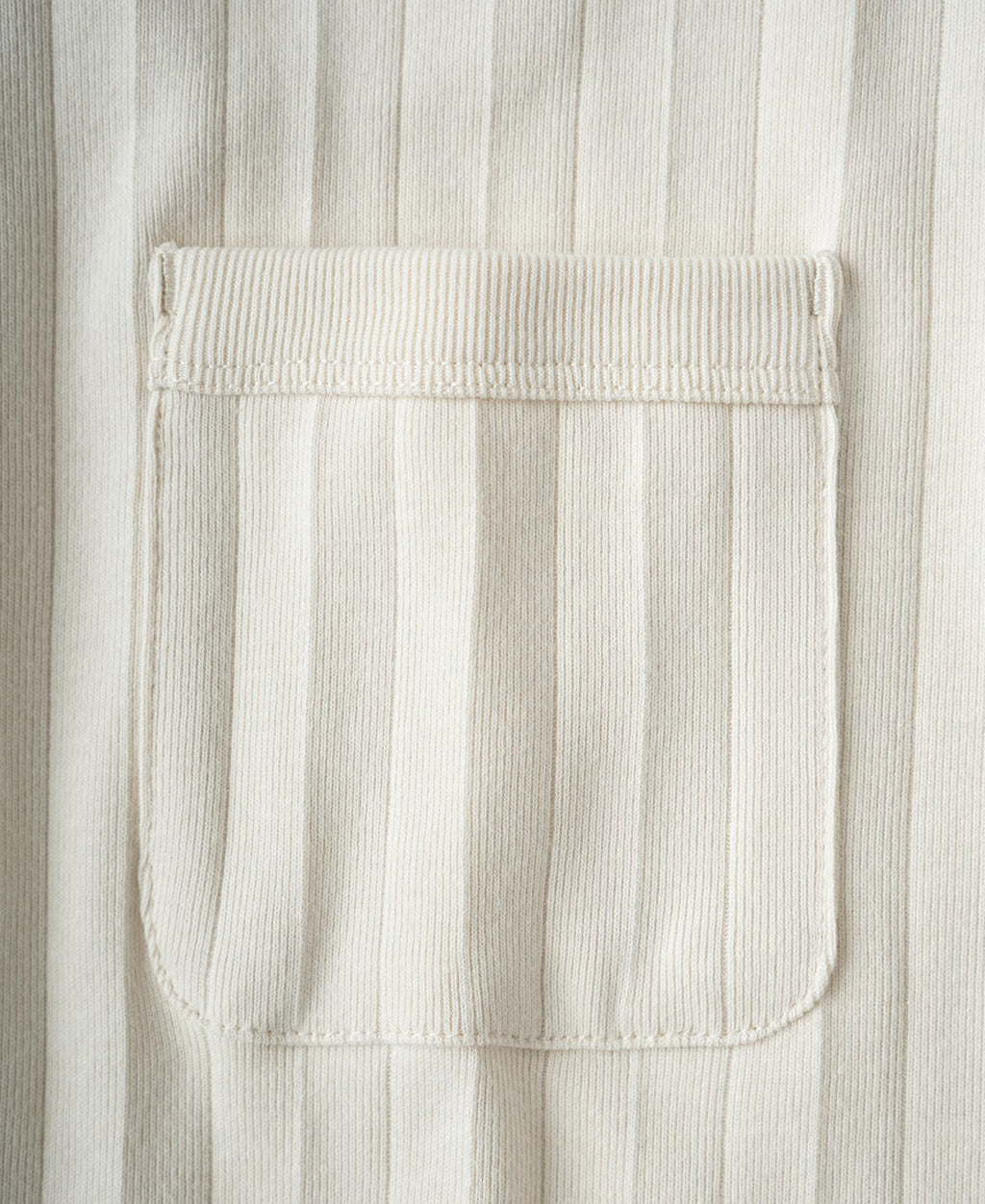 Heavyweight Ribbed Cotton Pocket T-Shirt - Oatmeal White