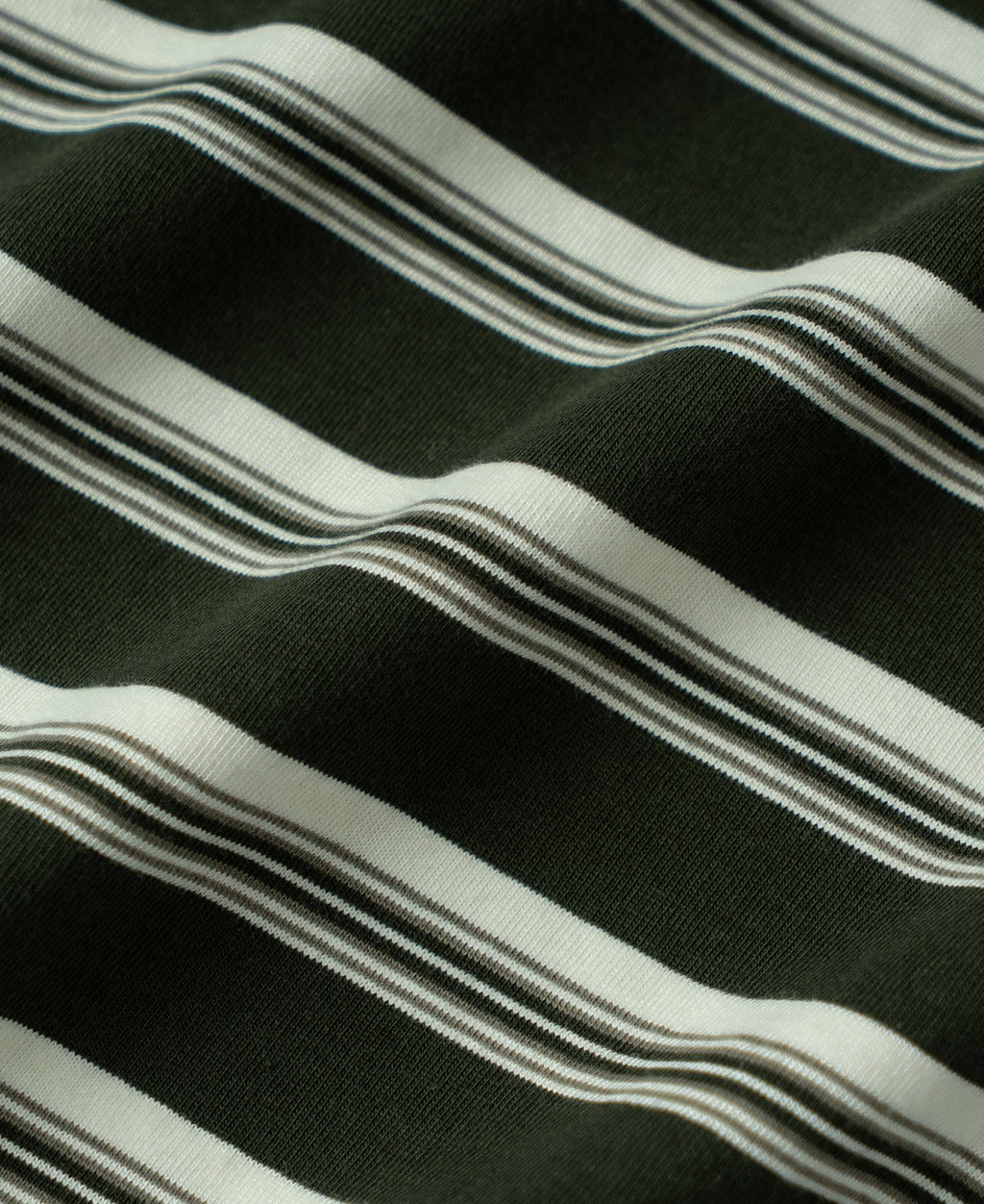 Heavyweight Stripe Crewneck Long Sleeve T-Shirt - White/Green