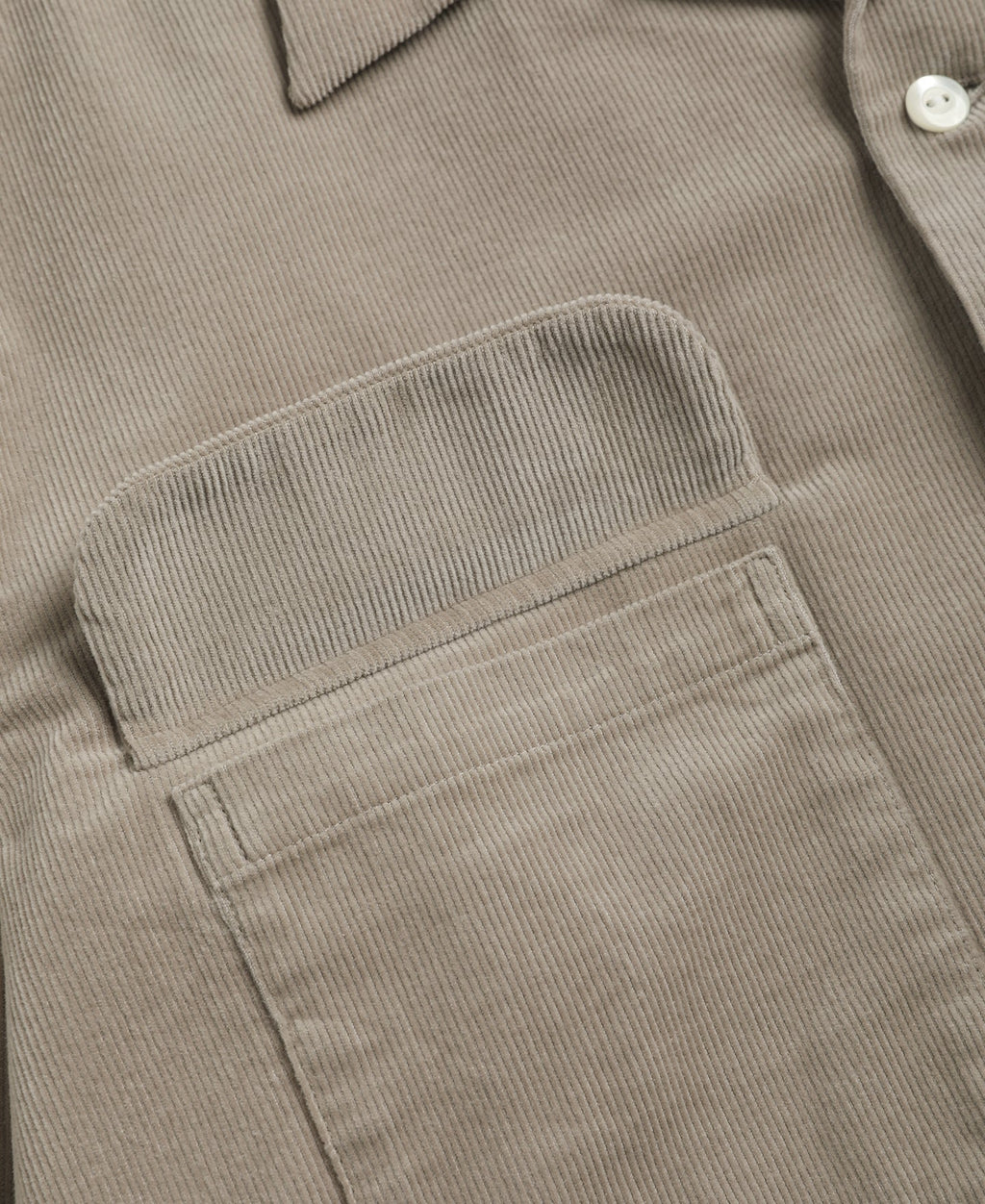 Corduroy Open Collar Shirt - Khaki
