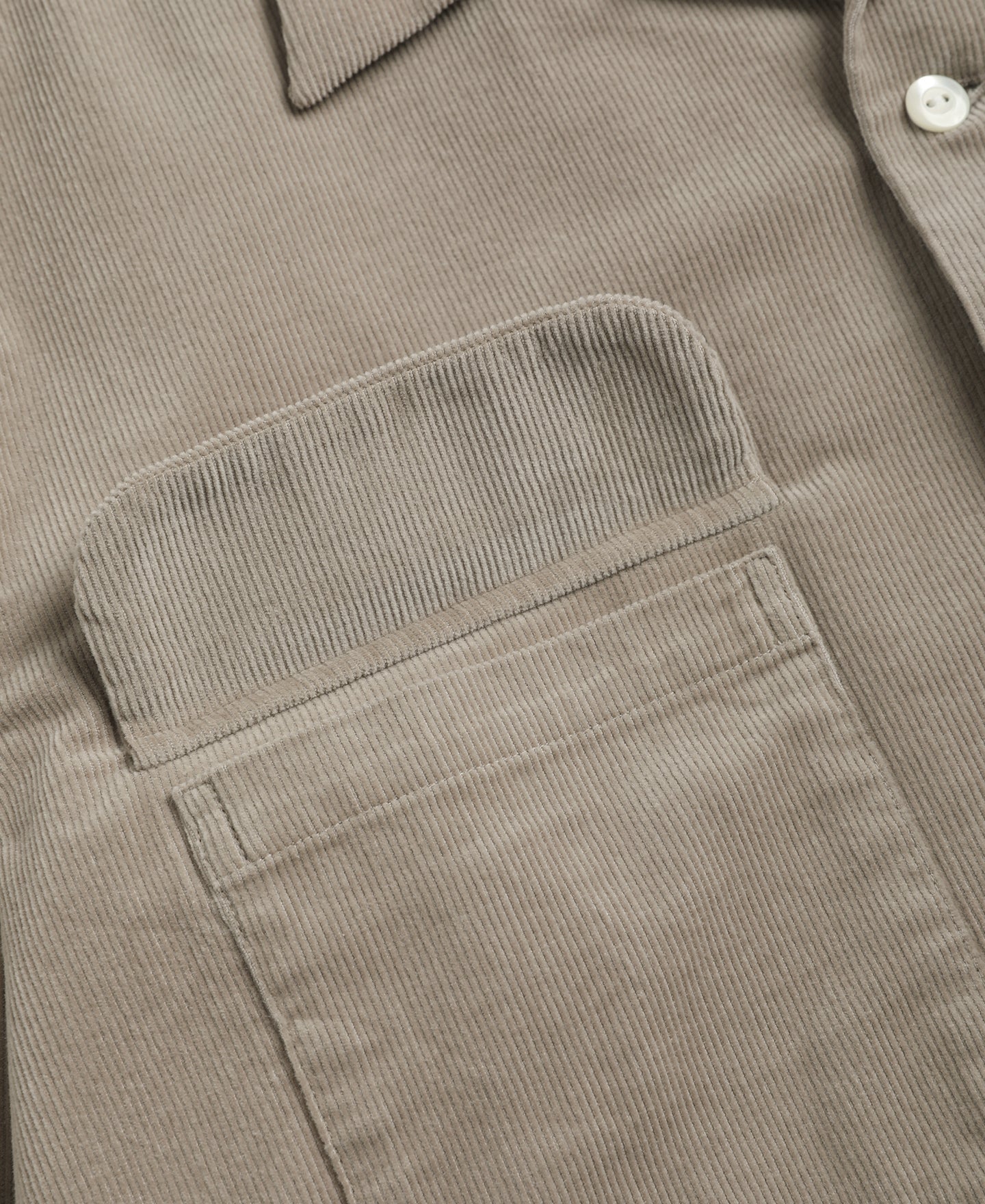 Corduroy Open Collar Shirt - Khaki