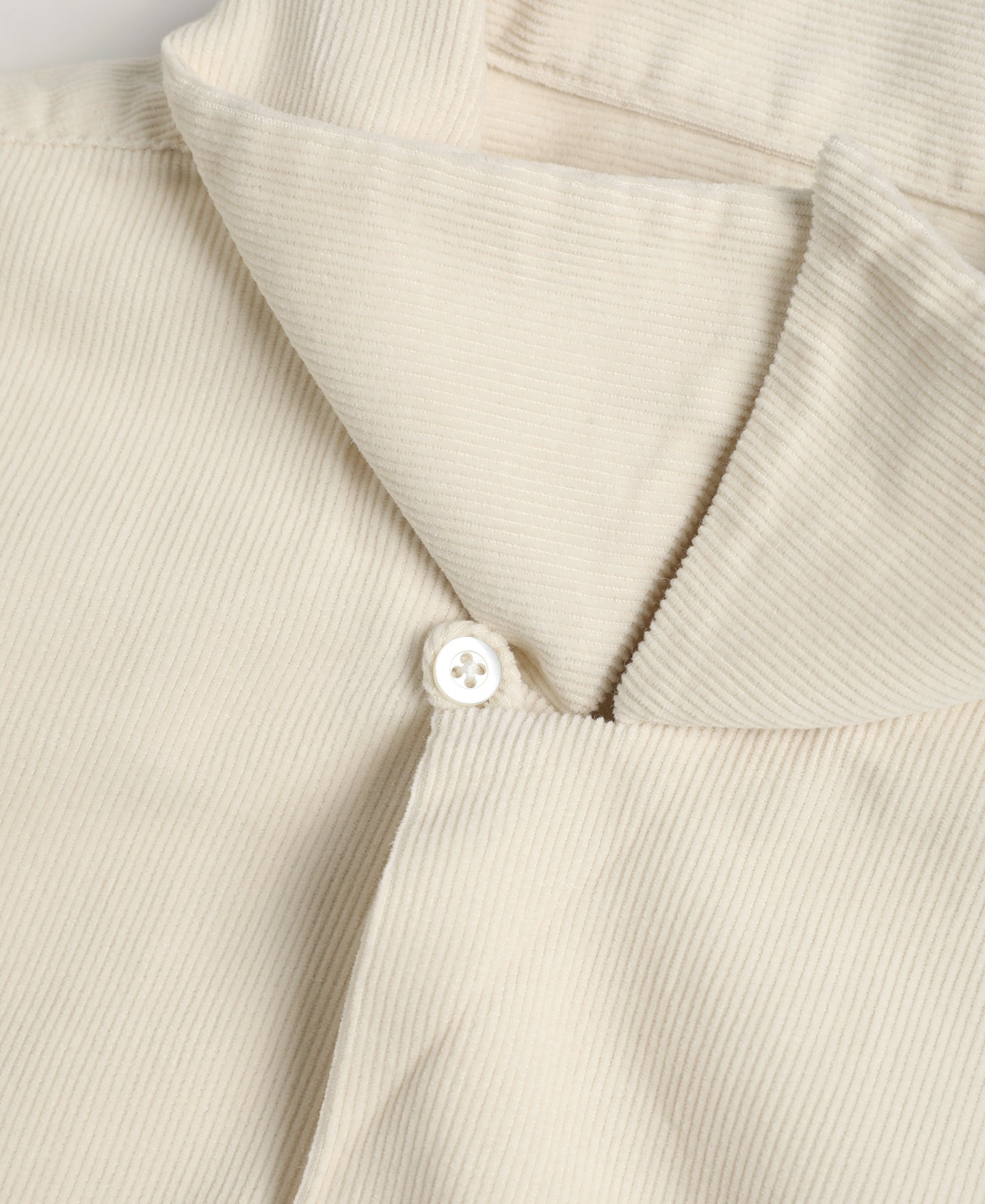 Corduroy Open Collar Shirt - Cream