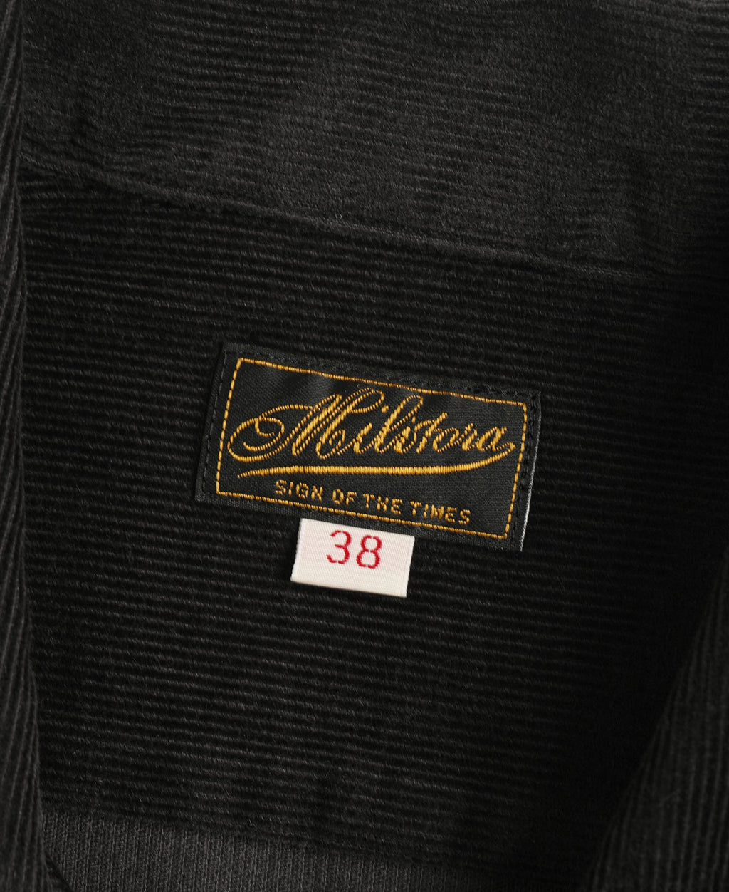 Corduroy Open Collar Shirt - Black