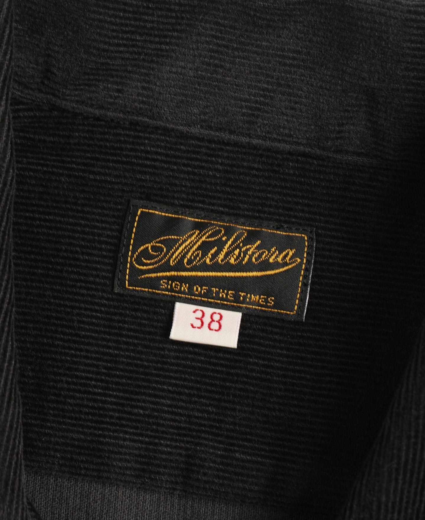 Corduroy Open Collar Shirt - Black