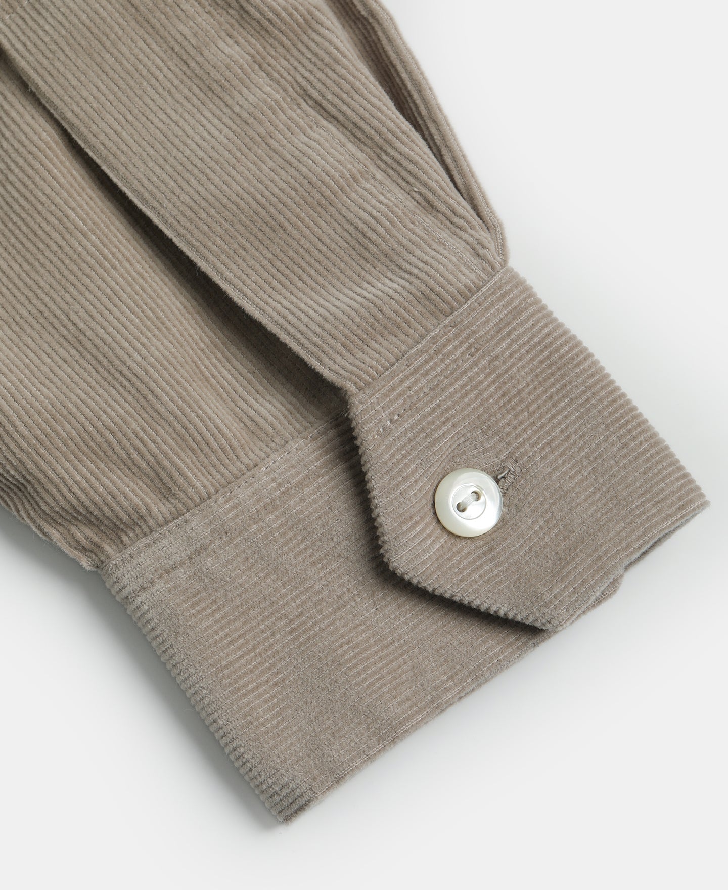 Corduroy Open Collar Shirt - Khaki