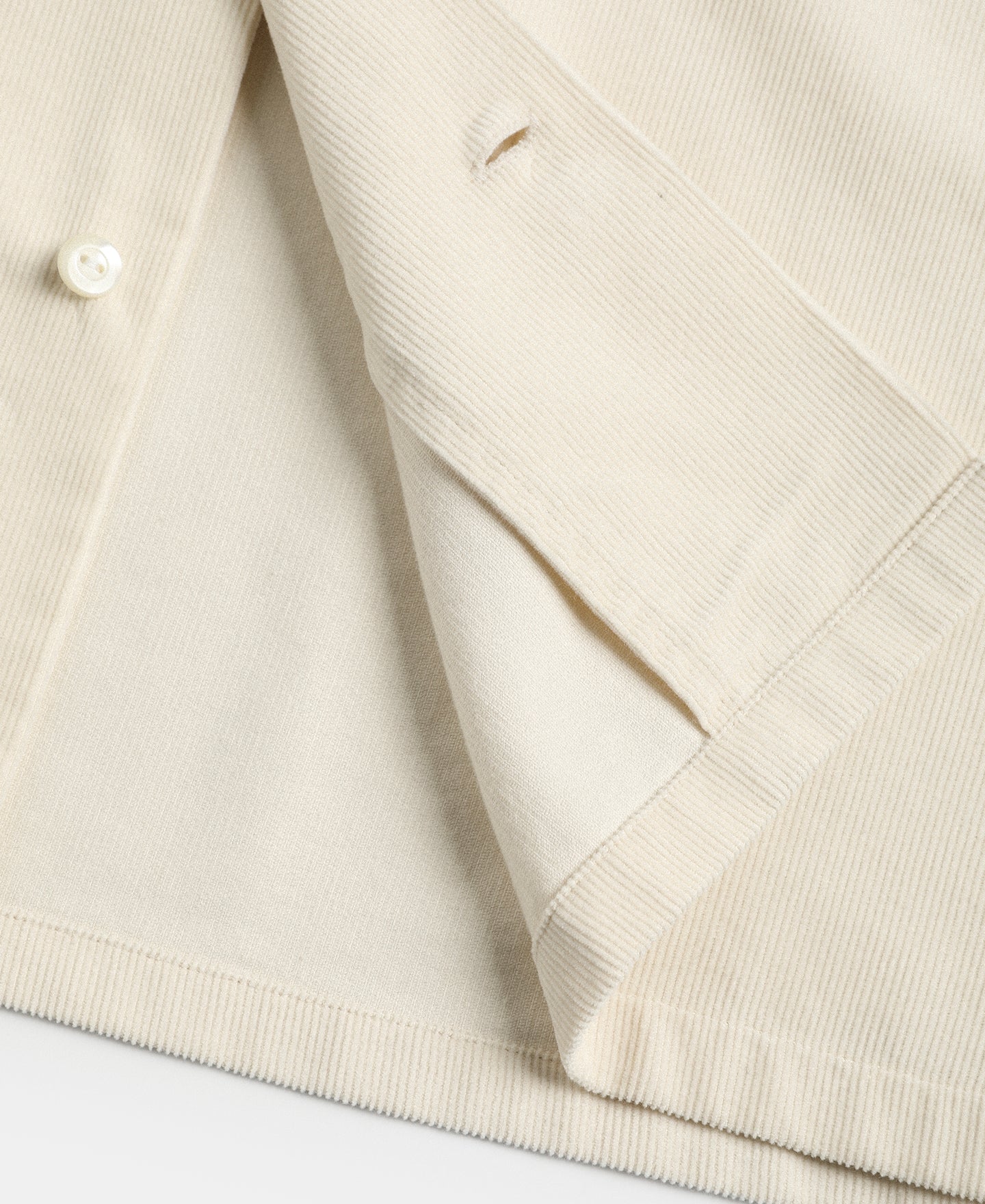 Corduroy Open Collar Shirt - Cream