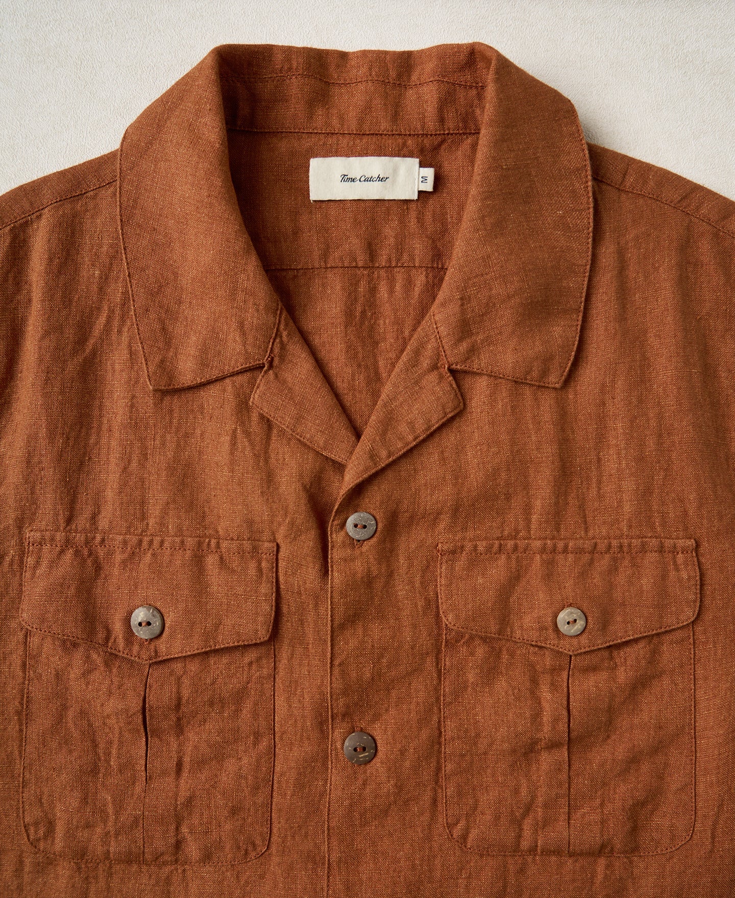 Yarn-dyed Linen Camp-Collar Shirt - Red