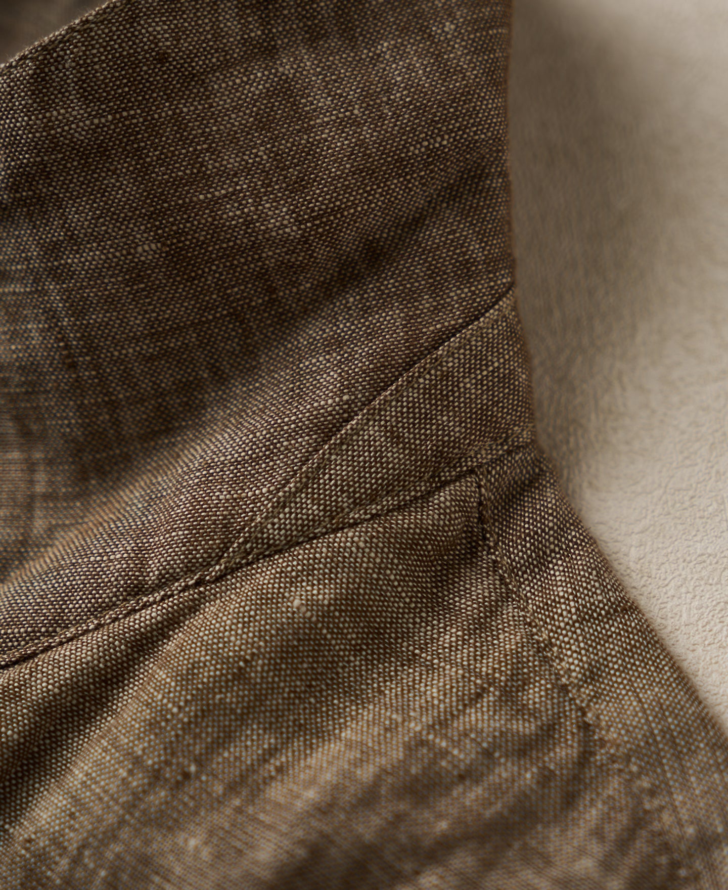 Yarn-dyed Linen Camp-Collar Shirt - Coffee
