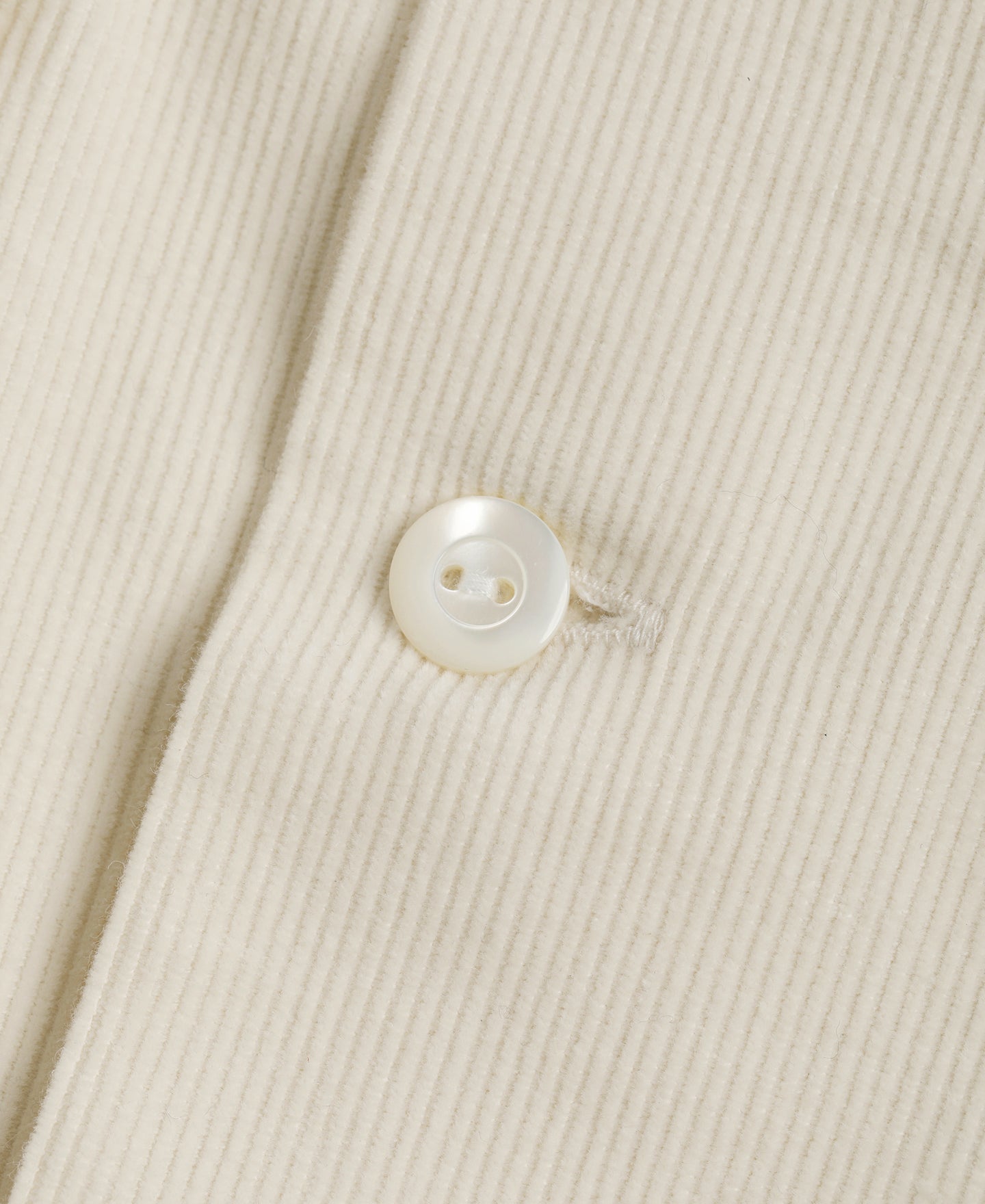 Corduroy Open Collar Shirt - Cream