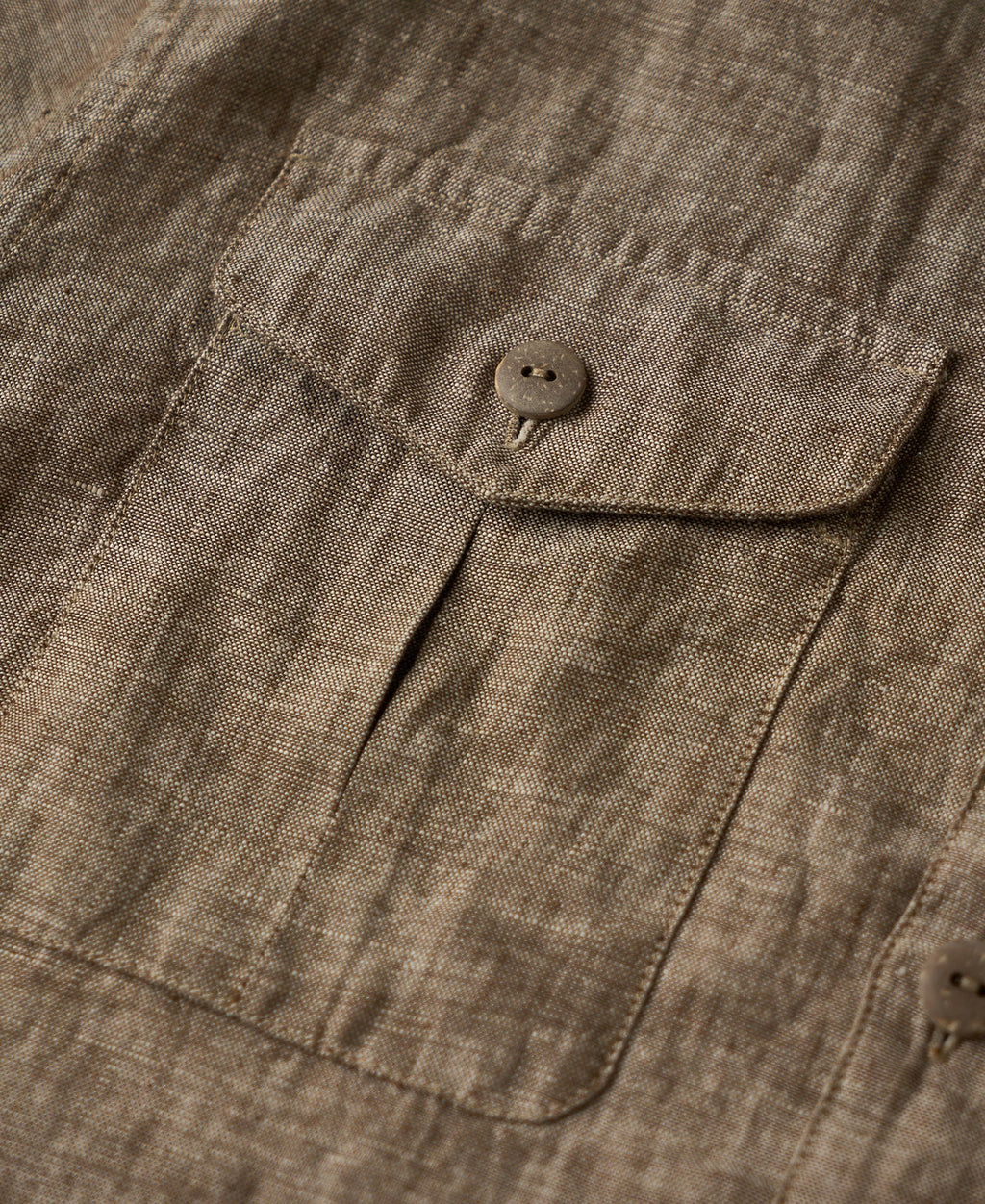 Yarn-dyed Linen Camp-Collar Shirt - Coffee