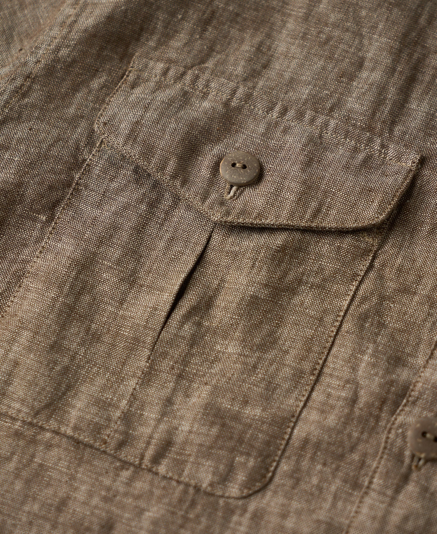 Yarn-dyed Linen Camp-Collar Shirt - Coffee