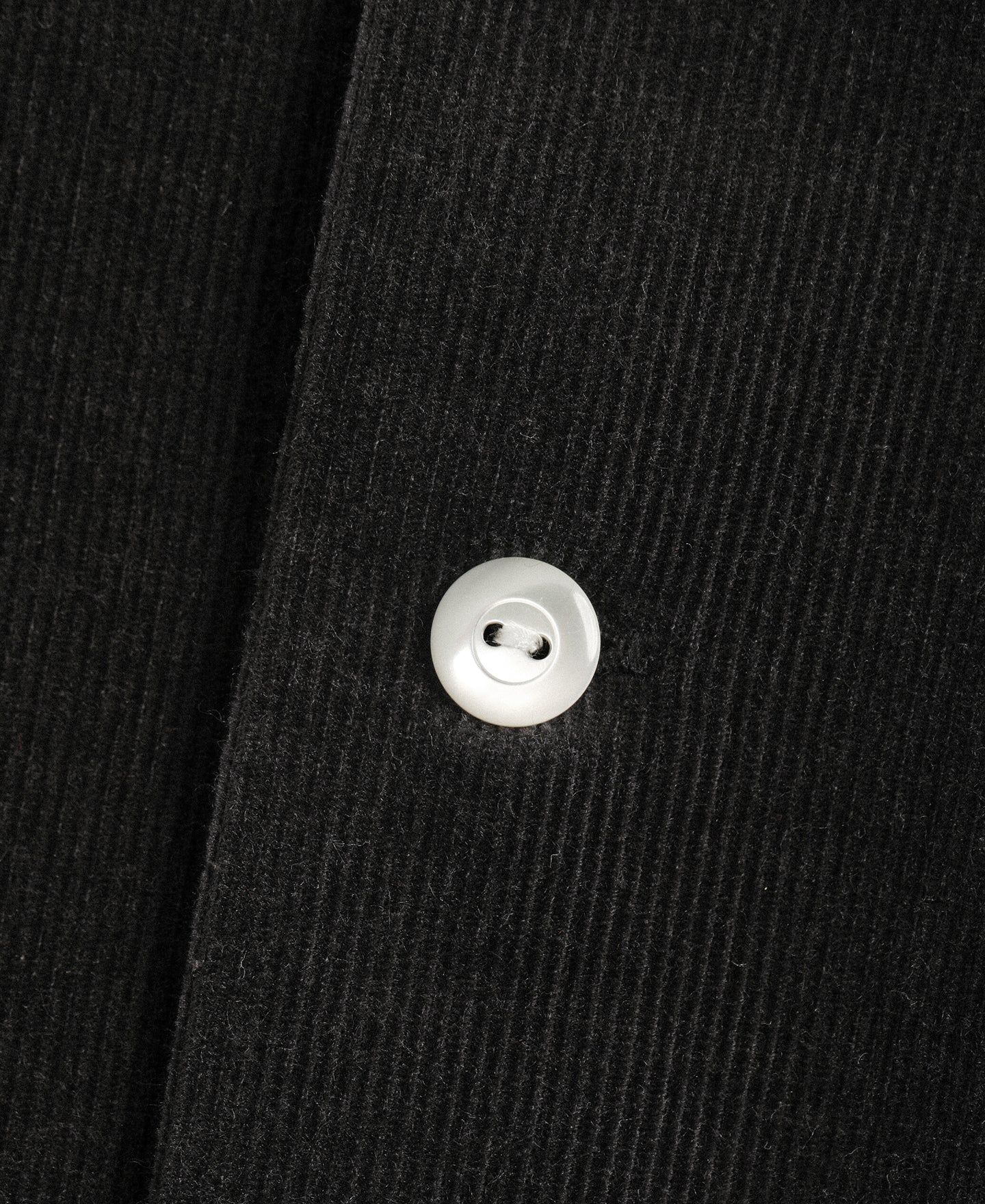 Corduroy Open Collar Shirt - Black