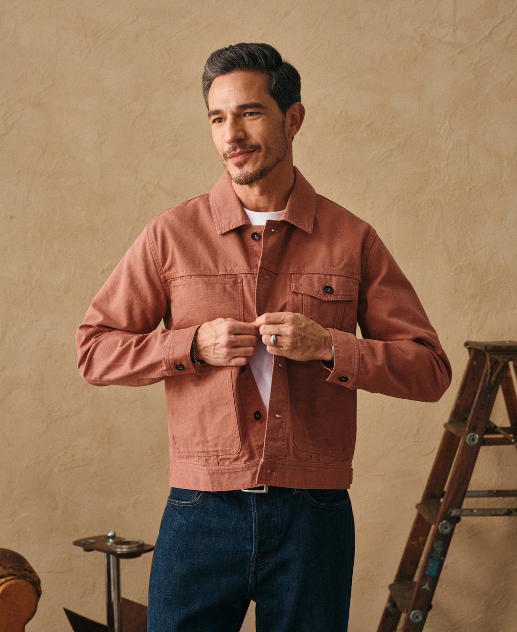 Classic Canvas Cruiser Cropped Jacket - Clay