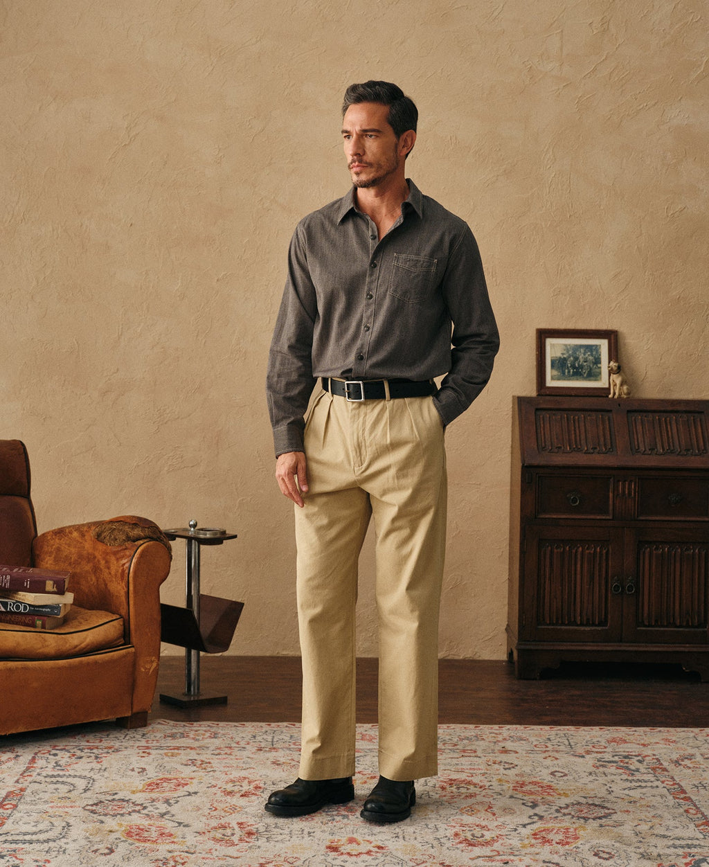 Classic Fit Two-Pleated Chino - Khaki