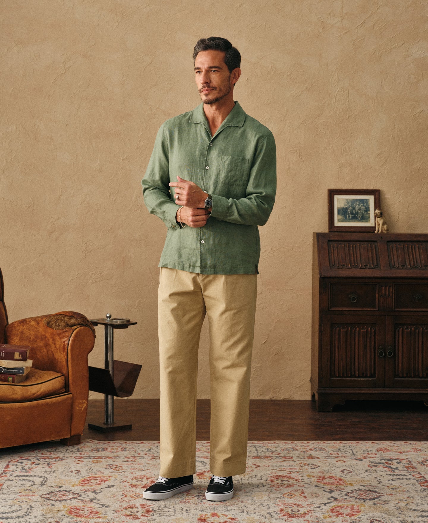 Classic Fit Two-Pleated Chino - Khaki