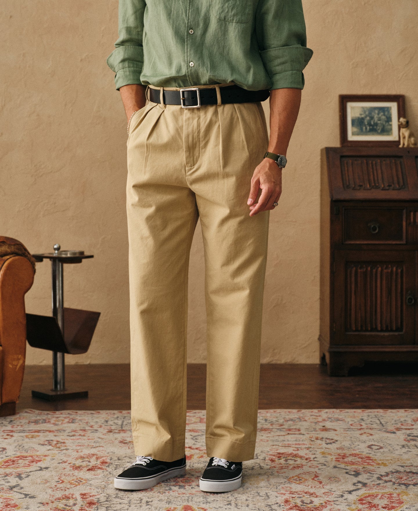 Classic Fit Two-Pleated Chino - Khaki