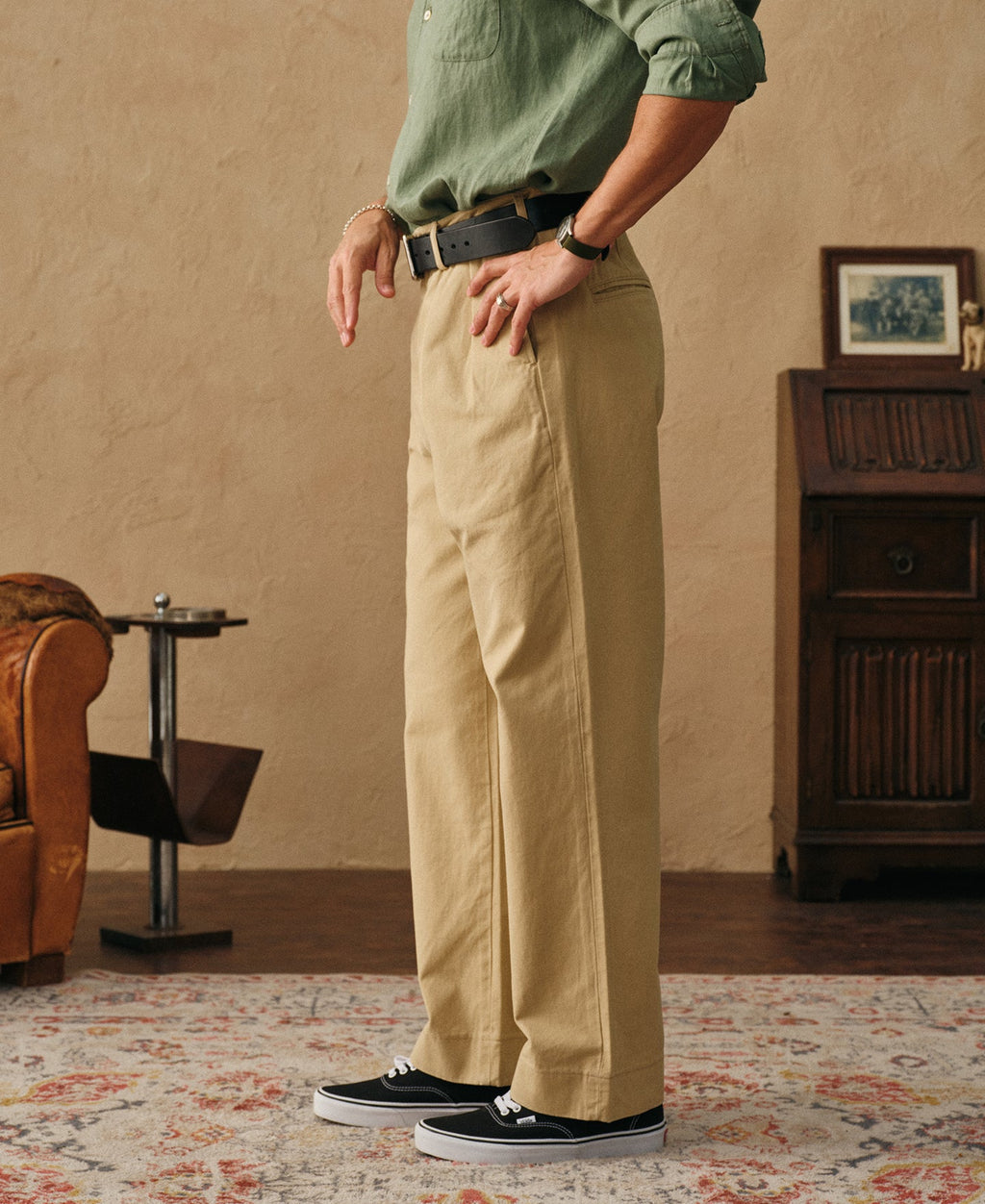 Classic Fit Two-Pleated Chino - Khaki