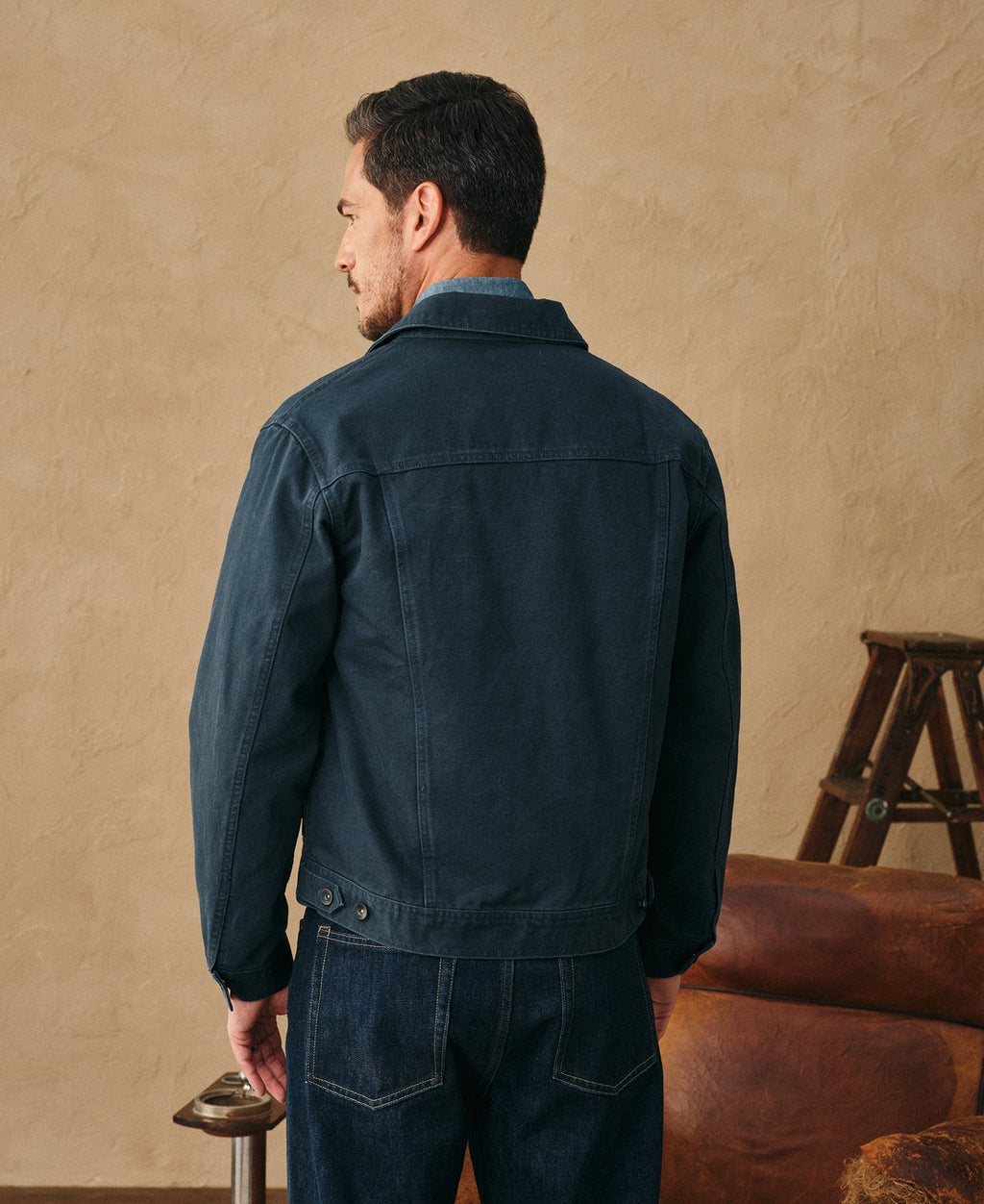 Classic Canvas Cruiser Cropped Jacket - Navy