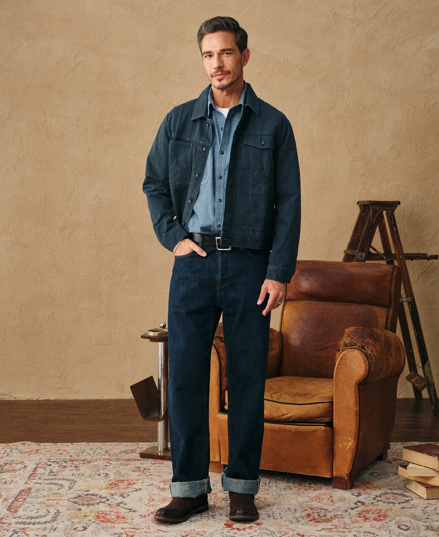 Classic Canvas Cruiser Cropped Jacket - Navy