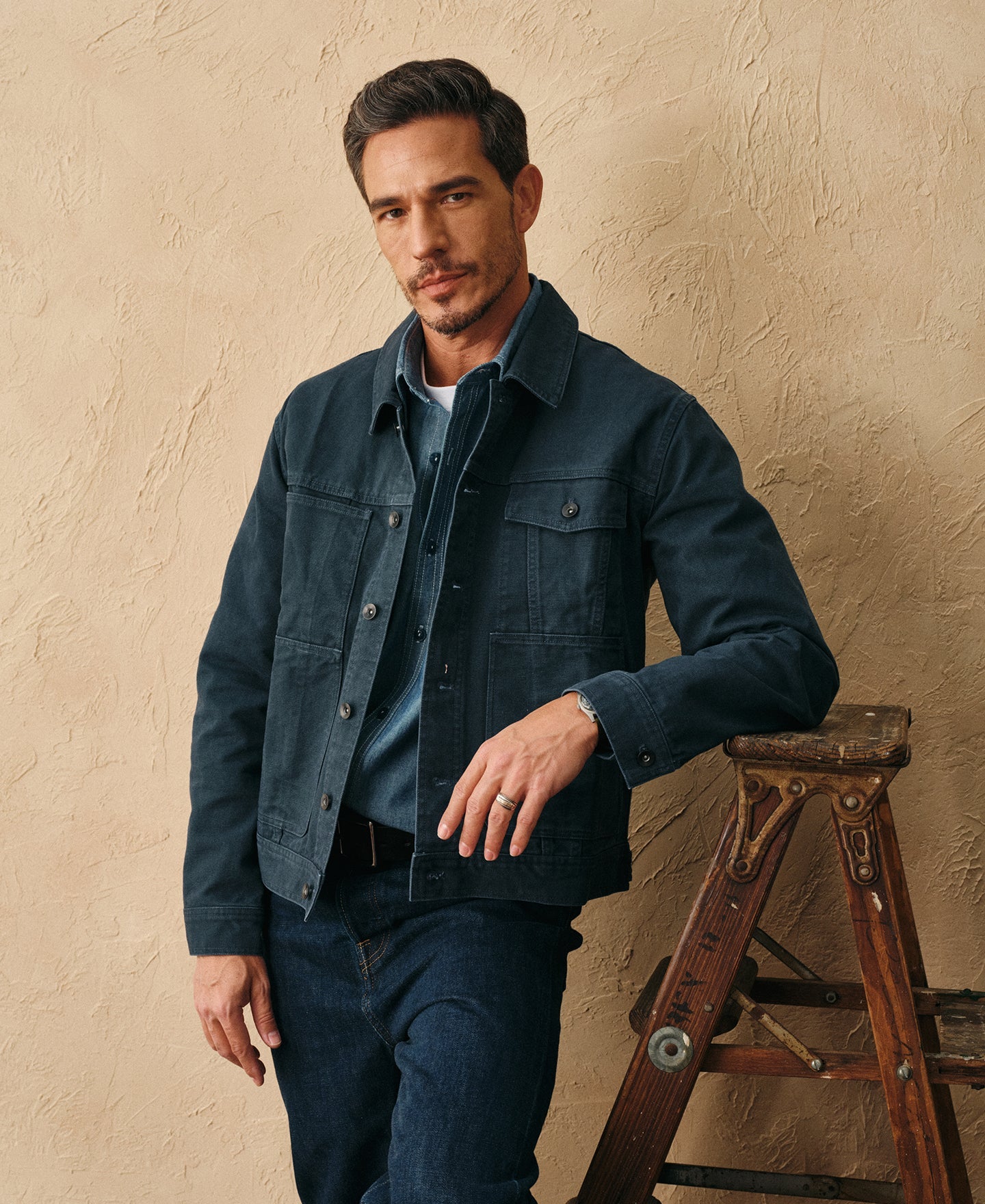 Classic Canvas Cruiser Cropped Jacket - Navy