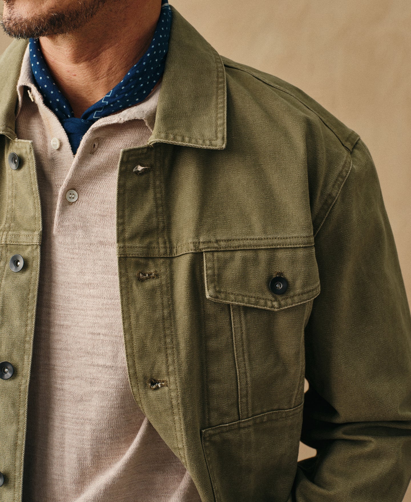 Classic Canvas Cruiser Cropped Jacket - Olive
