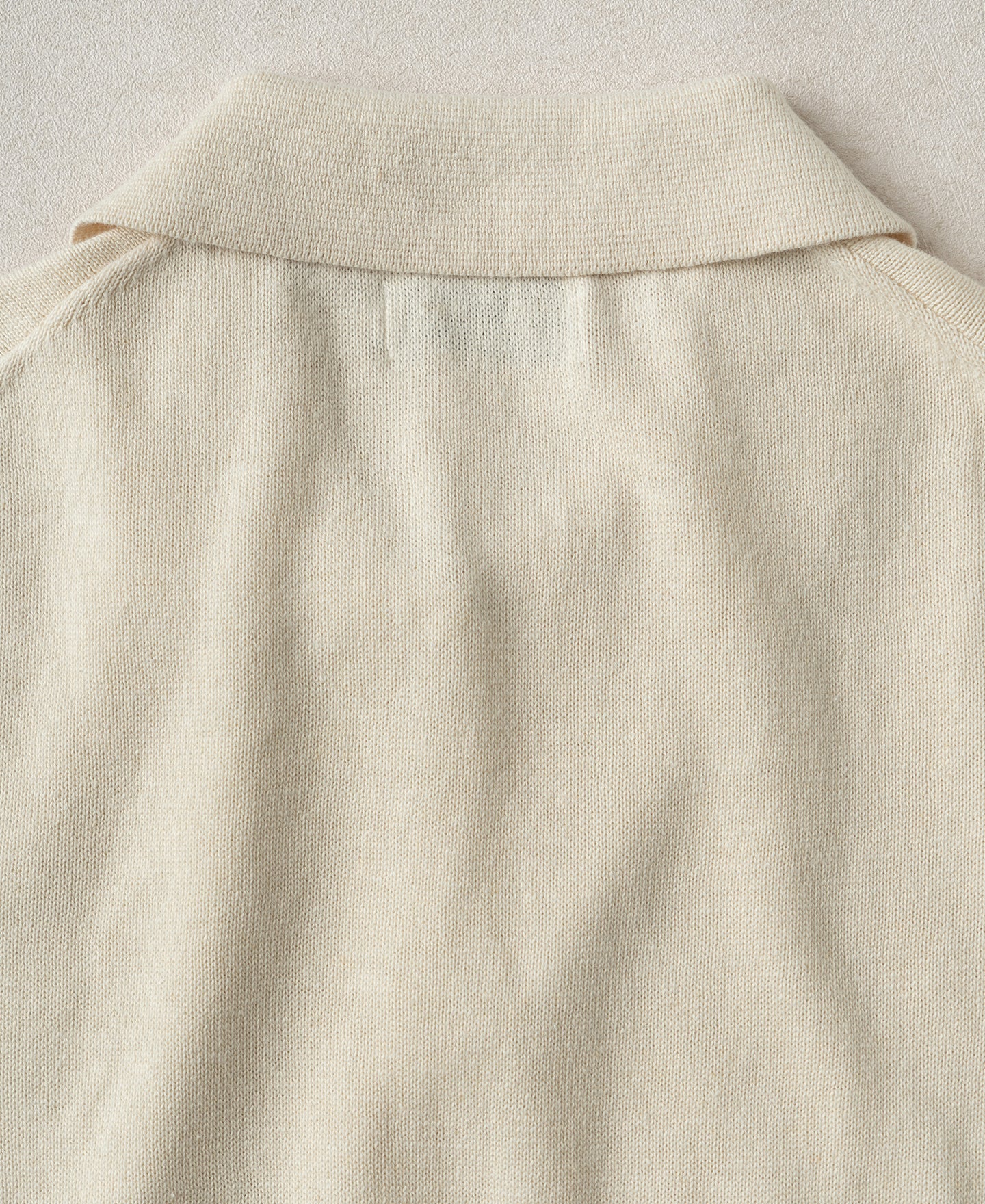 Linen Cotton Blend Knit Johnny Collar Polo - Apricot