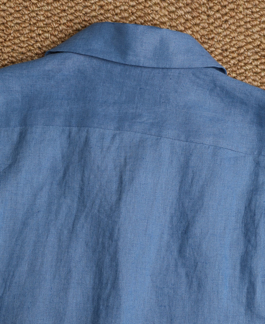 Cuban Collar Linen Shirt - Blue