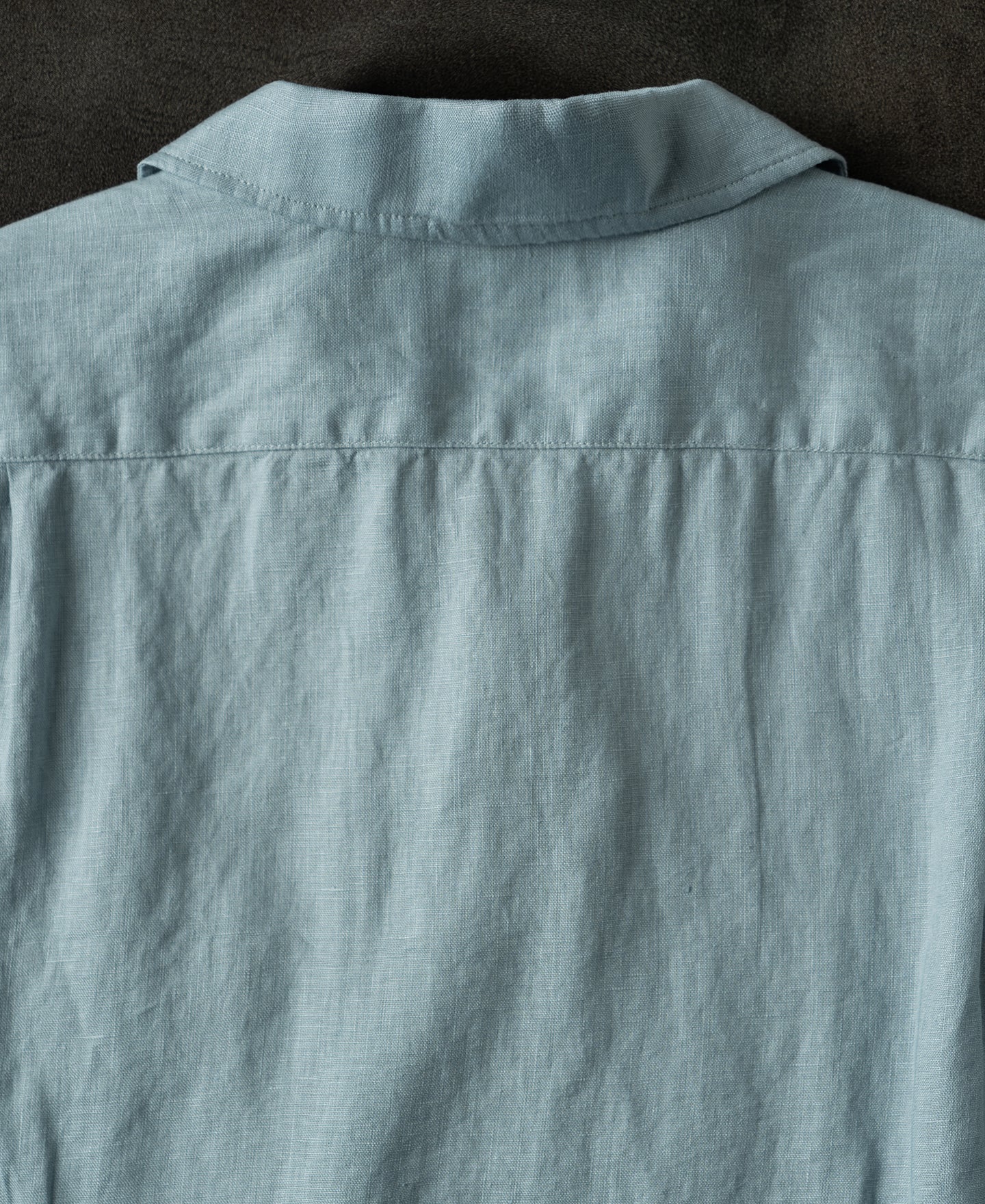 1950s Italian Collar Long Sleeve Linen Shirt - Light Blue